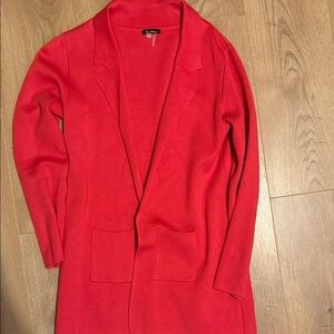 Red Long Open Cardigan